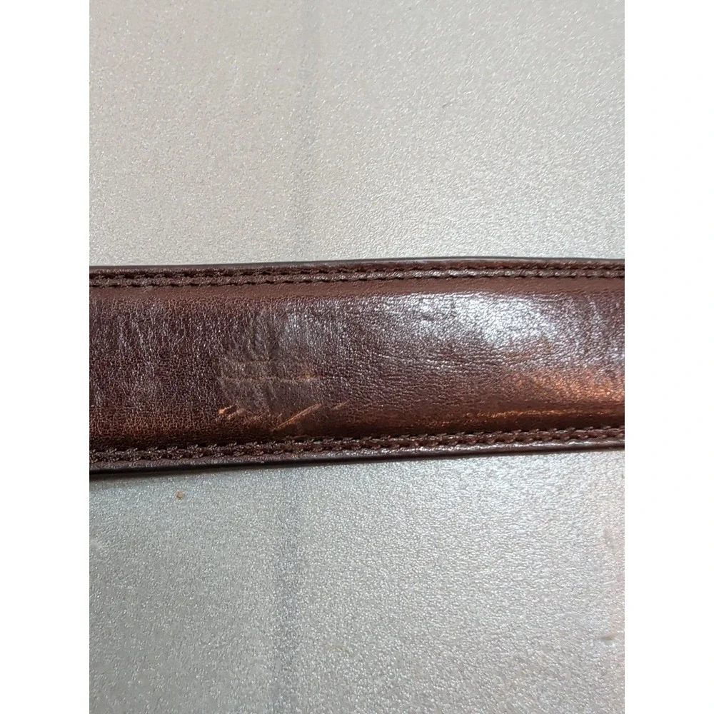 Johnston & Murphy Mens Brown Leather Dress Belt 40 Silver Buckle 29-N0072U/35